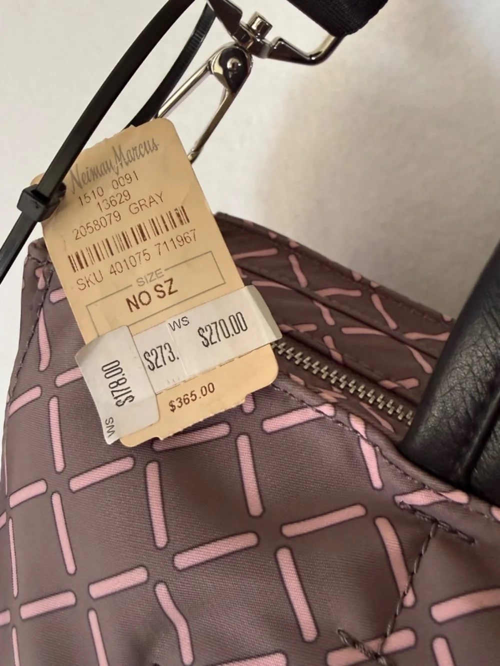 NWT Milly Luxe Baby Diaper Bag with Changing Pad in Gray and Pink